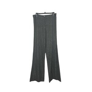 Milly Pinstripe Metallic Dark Gray Wool Blend Wide Leg Pants Size 10